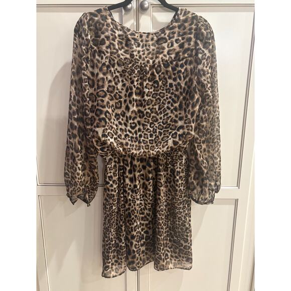 WHITE HOUSE BLACK MARKET Leopard Metallic Blouson Lined Dress Size 4 Reg $120 - Picture 5 of 5